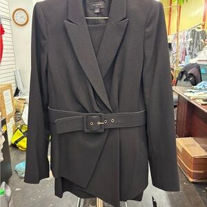 Tahari Women's Black Belted Suit Jacket and skirt